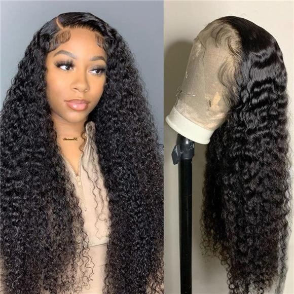 24 inch Deep Wave Lace Front Wigs Human Hair 13x4 HD Transparent Lace Front Wigs - Picture 1 of 6